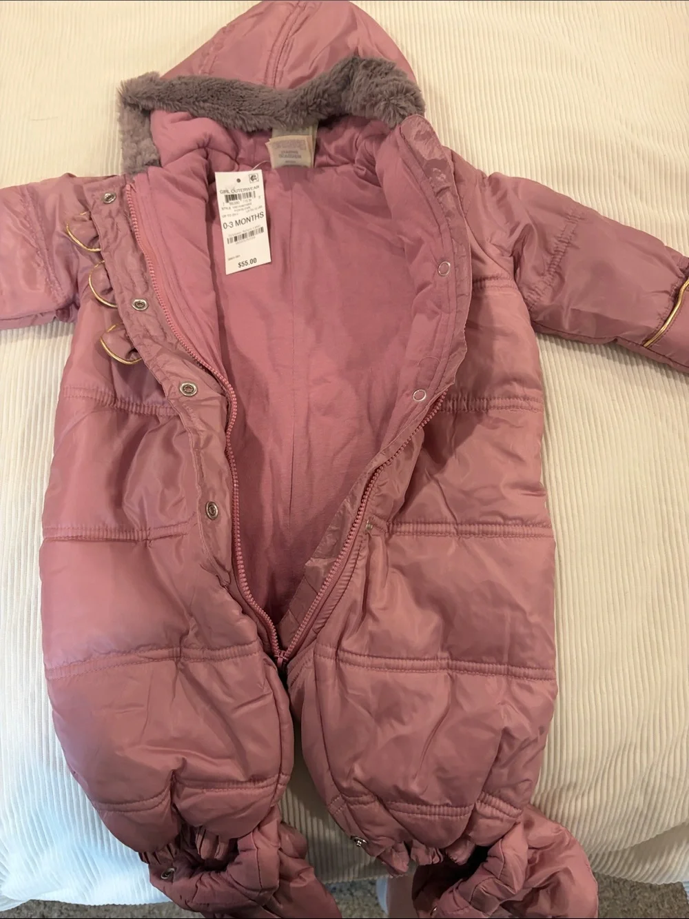First Impressions Pink Puffer Hooded One-Piece